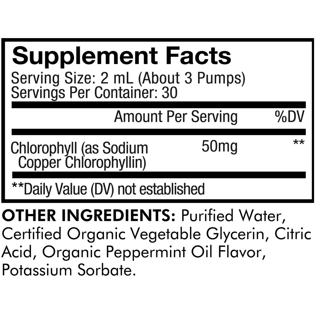 Chlorophyll+ Liquid Drops by Codeage Supplement Facts