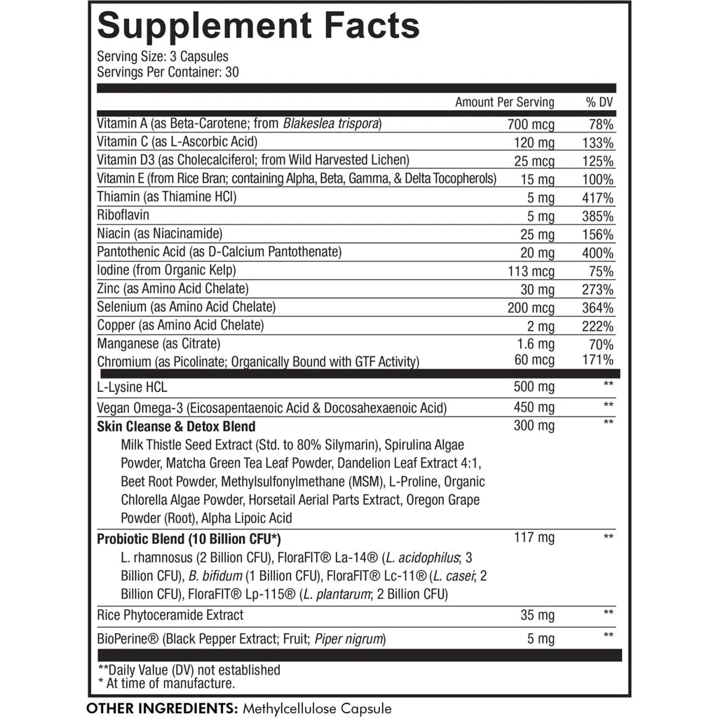 Clearface Vitamins by Codeage Supplement Facts