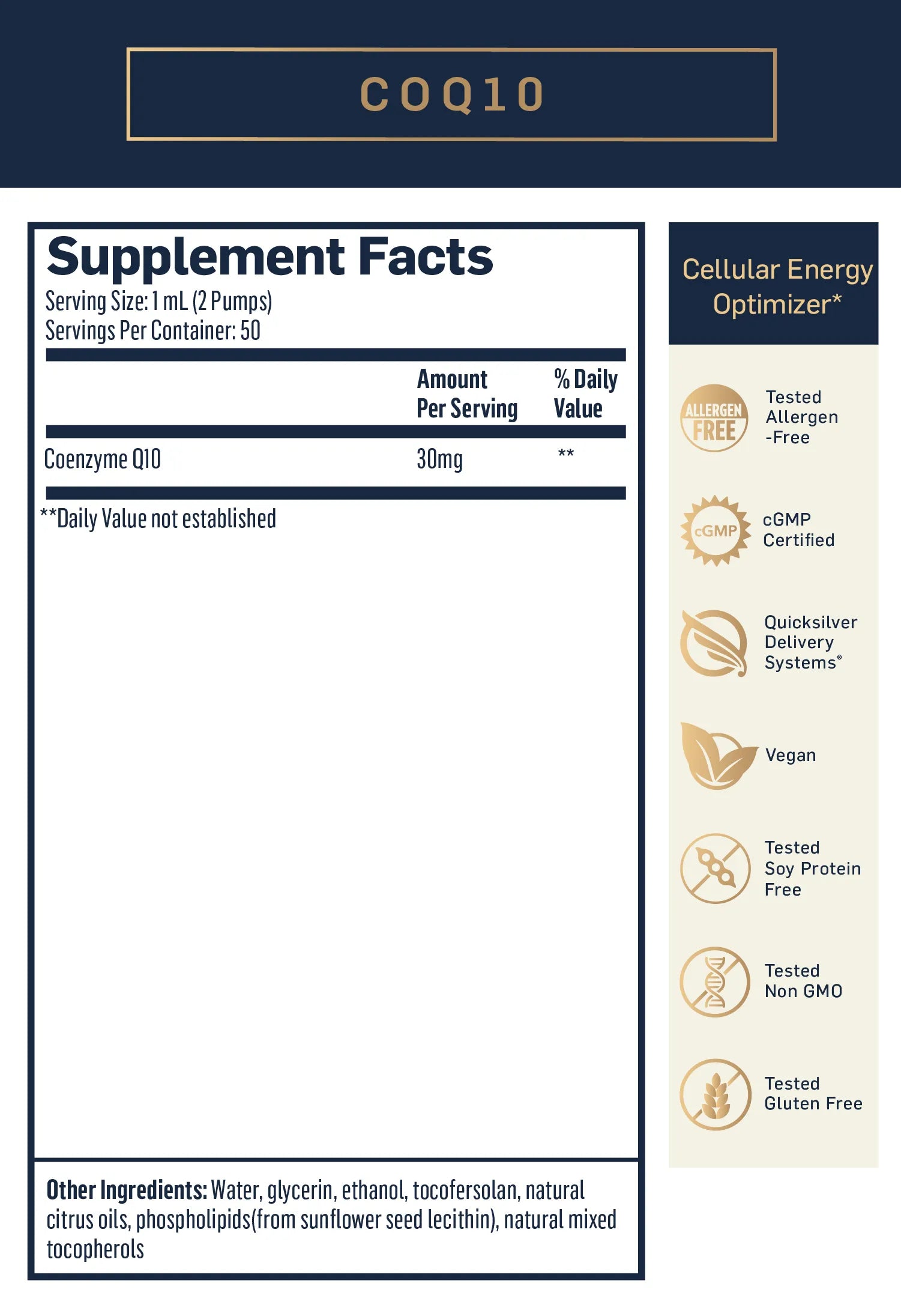 CoQ10 by Quicksilver Scientific Supplement Facts