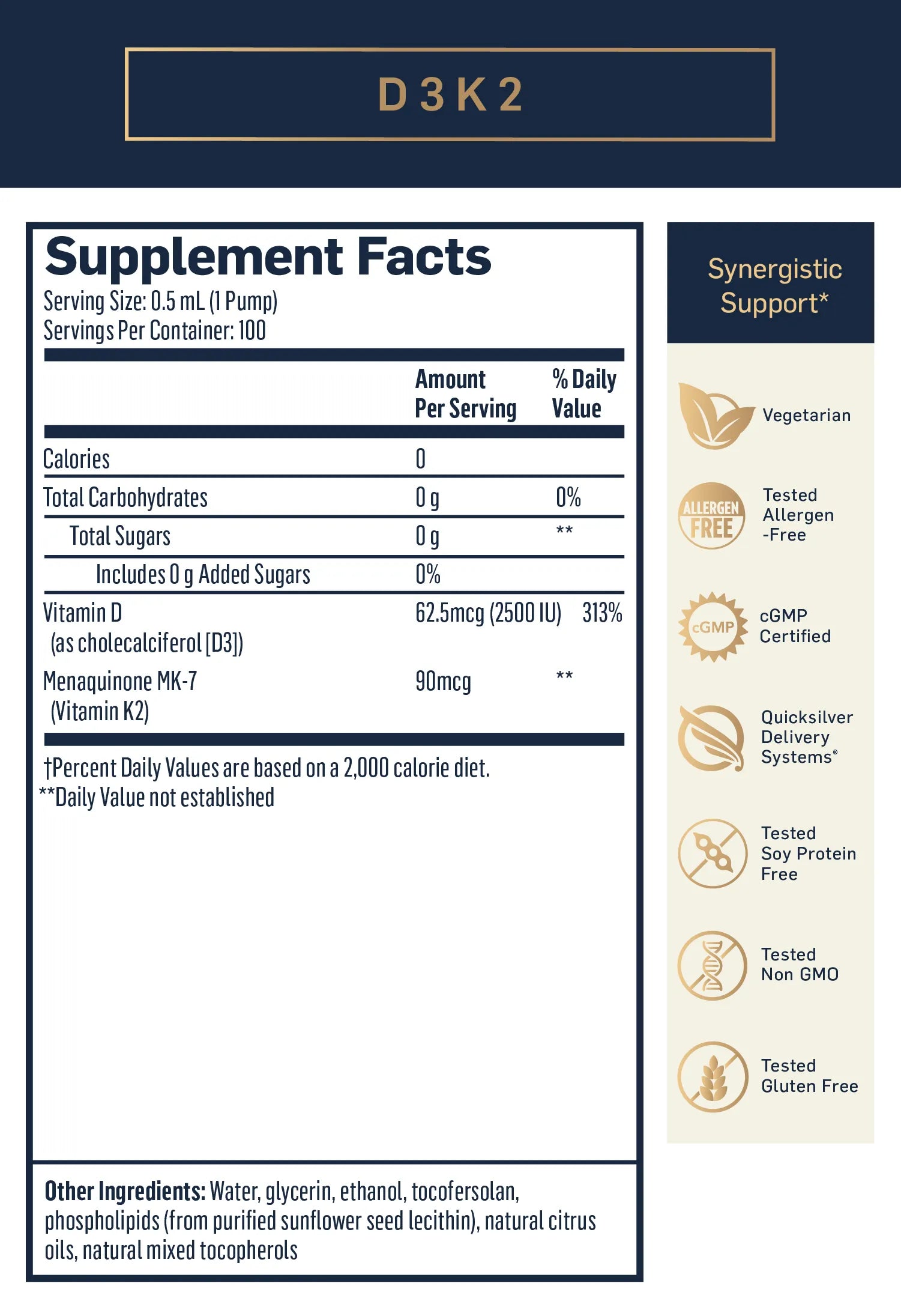 D3K2 by Quicksilver Scientific Supplement Facts