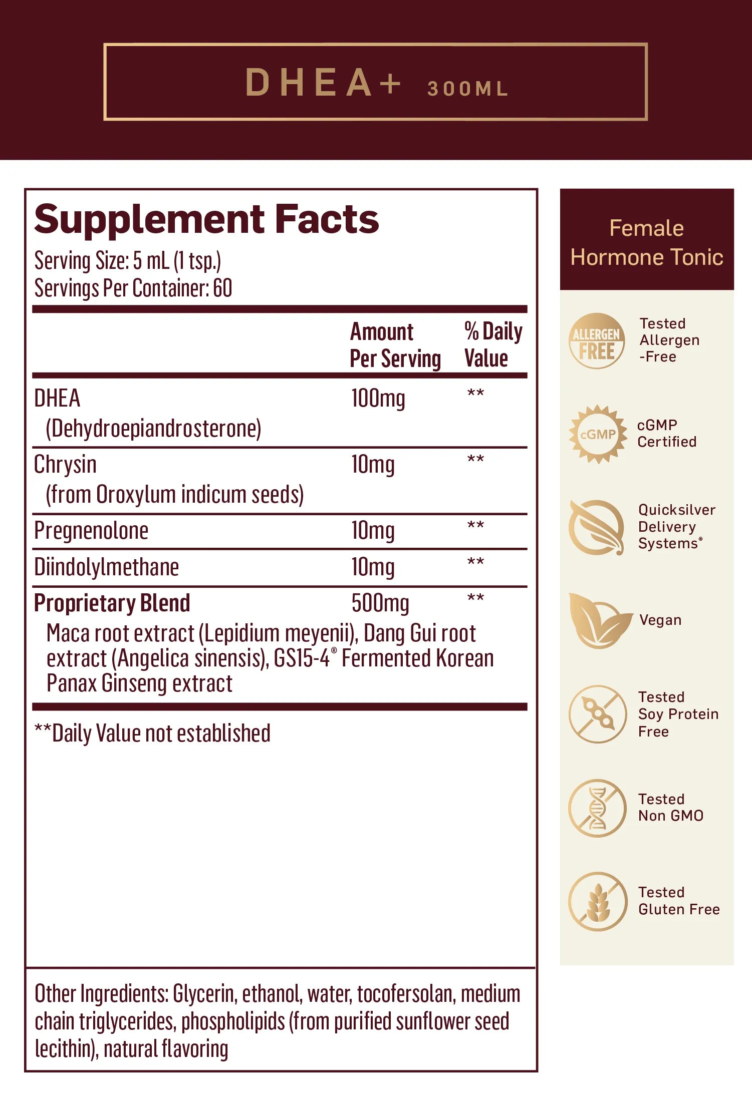 DHEA+ by Quicksilver Scientific Supplement Facts