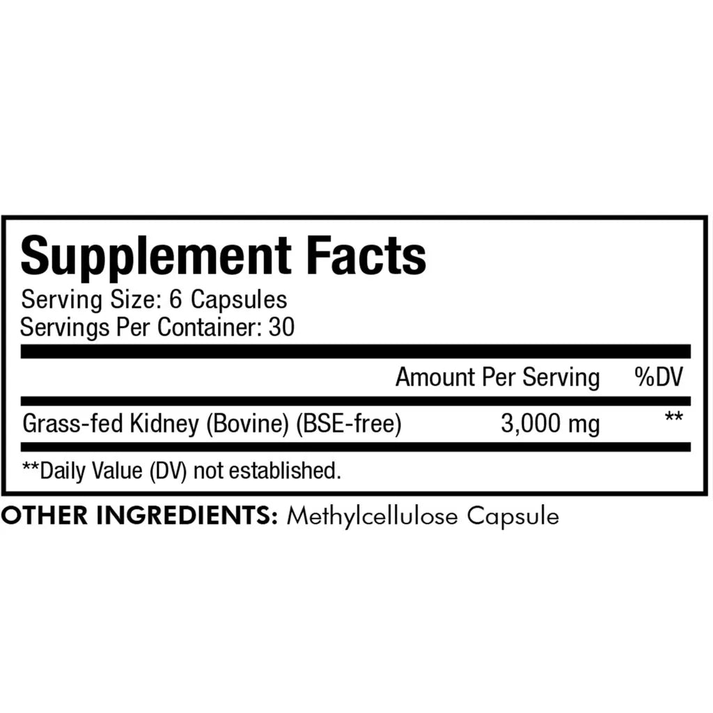Grass Fed Beef Kidney by Codeage Supplement Facts