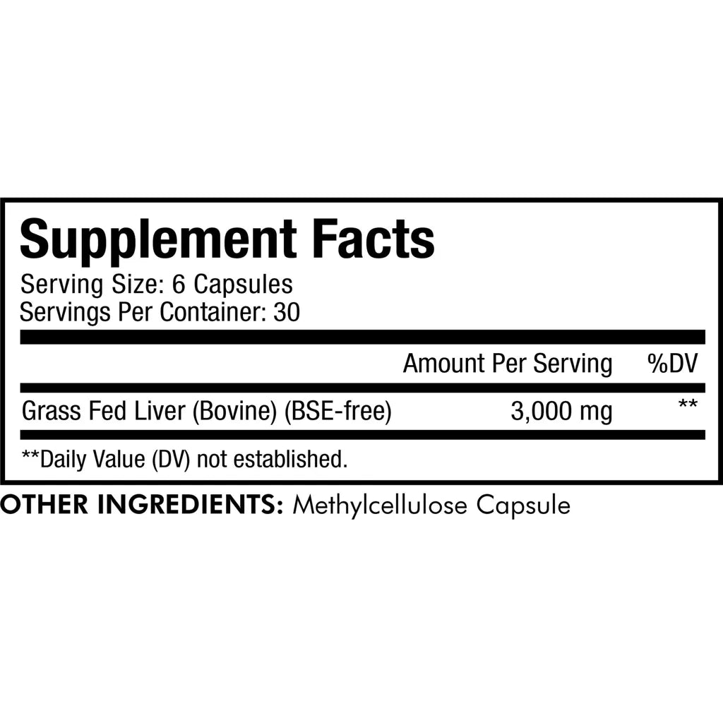 Grass Fed Beef Liver by Codeage Supplement Facts