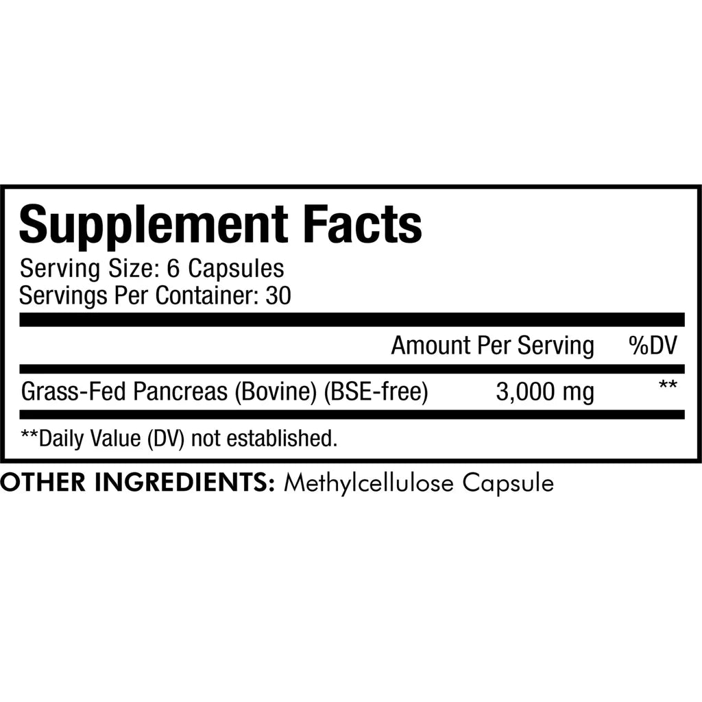 Grass Fed Beef Pancreas by Codeage Supplement Facts
