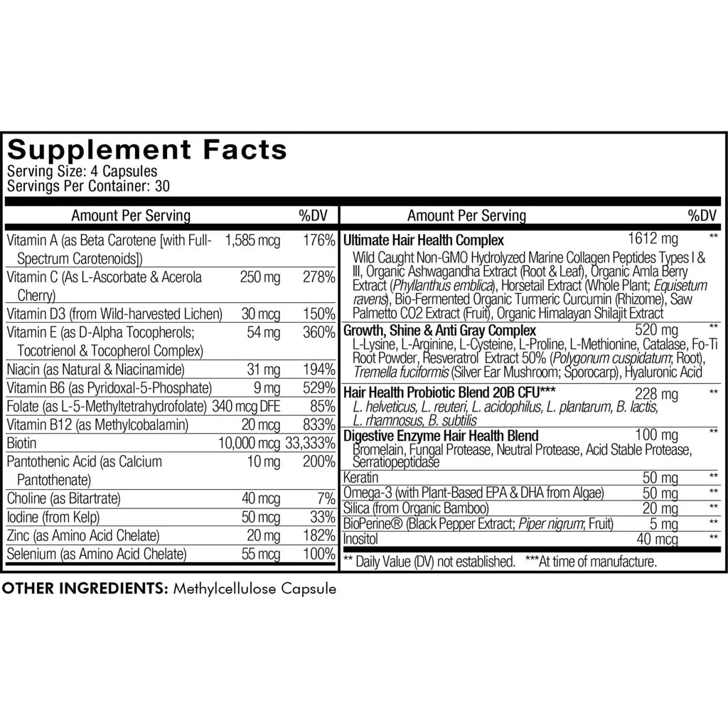 Hair Vitamins by Codeage Supplement Facts