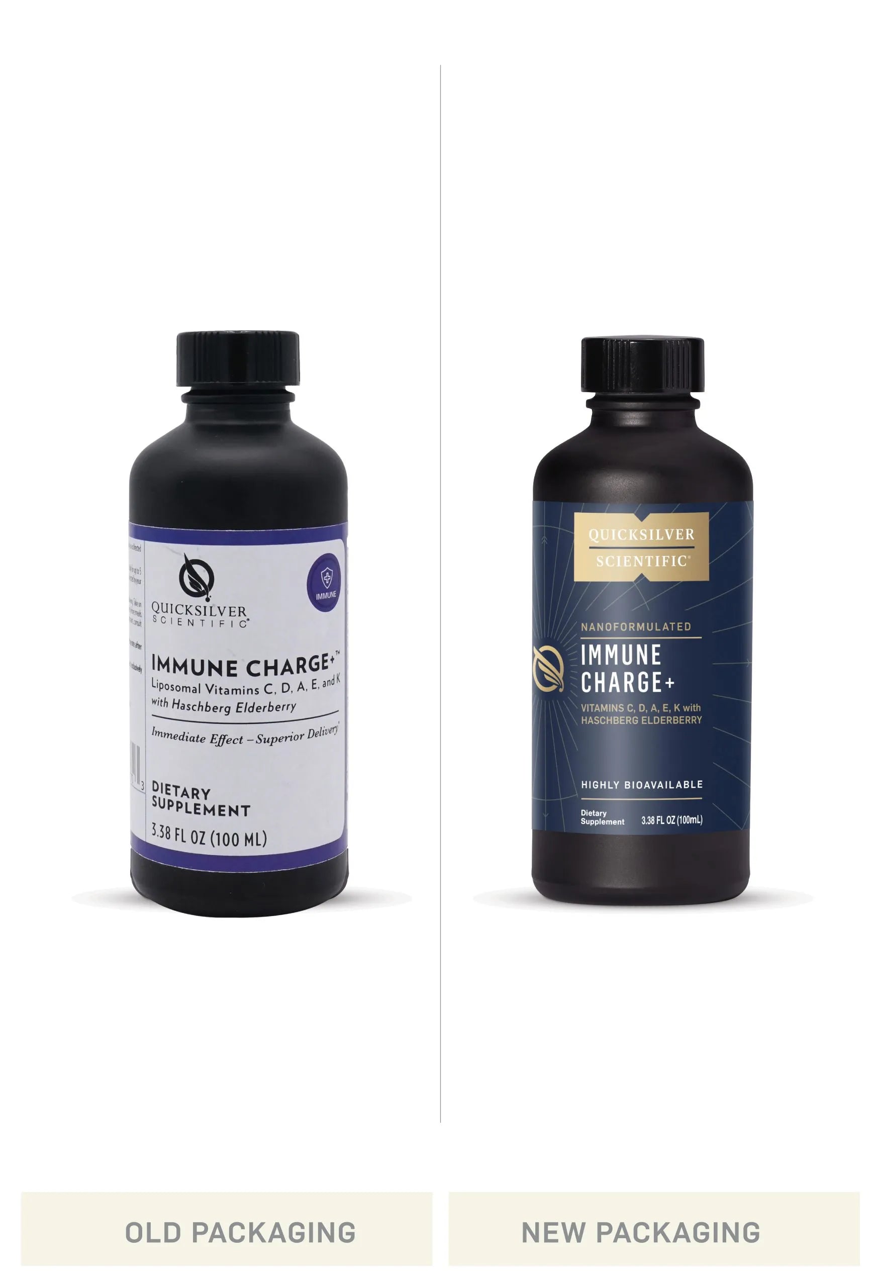 Immune Charge+ by Quicksilver Scientific Old vs New Bottle Comparison