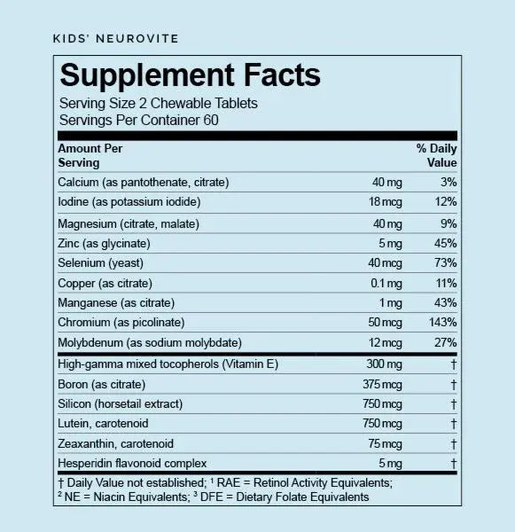 Kids' NeuroVite Orange by Brain MD Supplement Facts