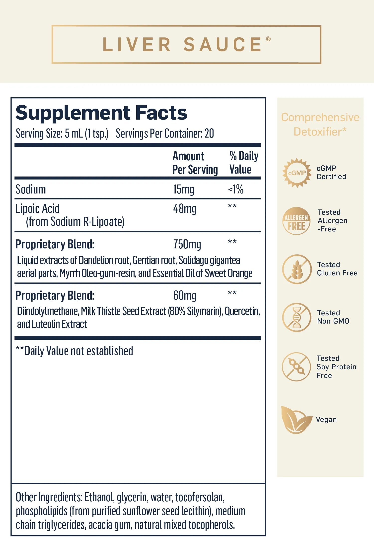 Liver Sauce by Quicksilver Scientific Supplement Facts