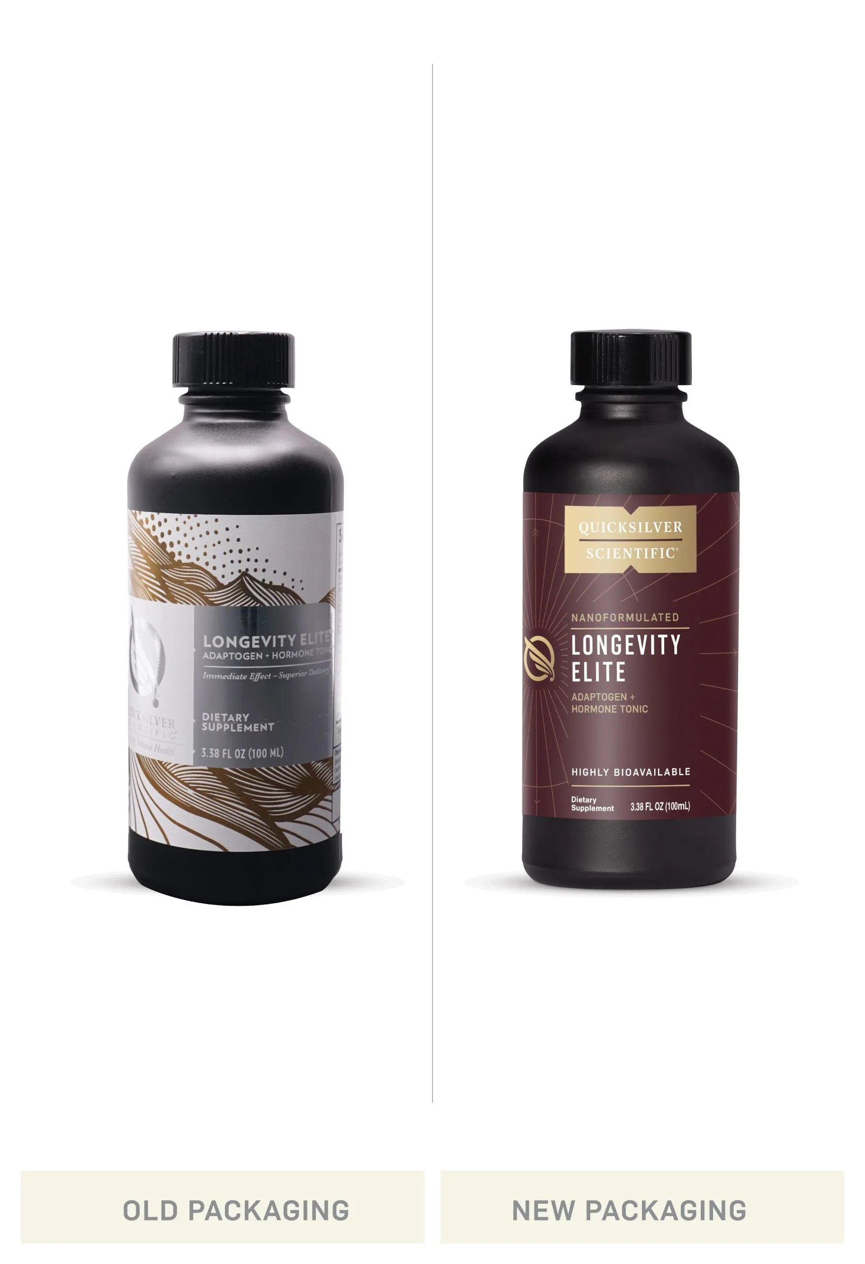 Longevity Elite by Quicksilver Scientific Old vs New Bottle Comparison