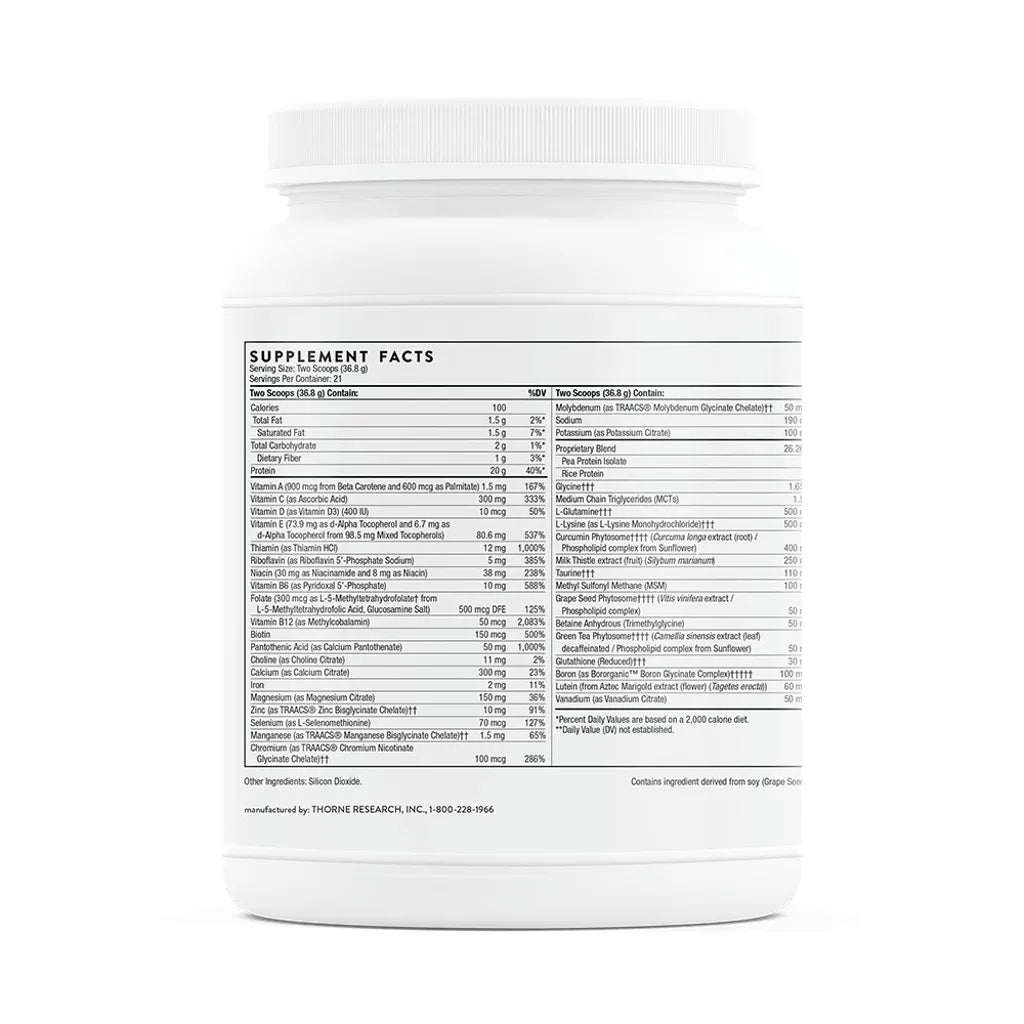 MediClear Plus by Thorne Bottle Supplement Facts