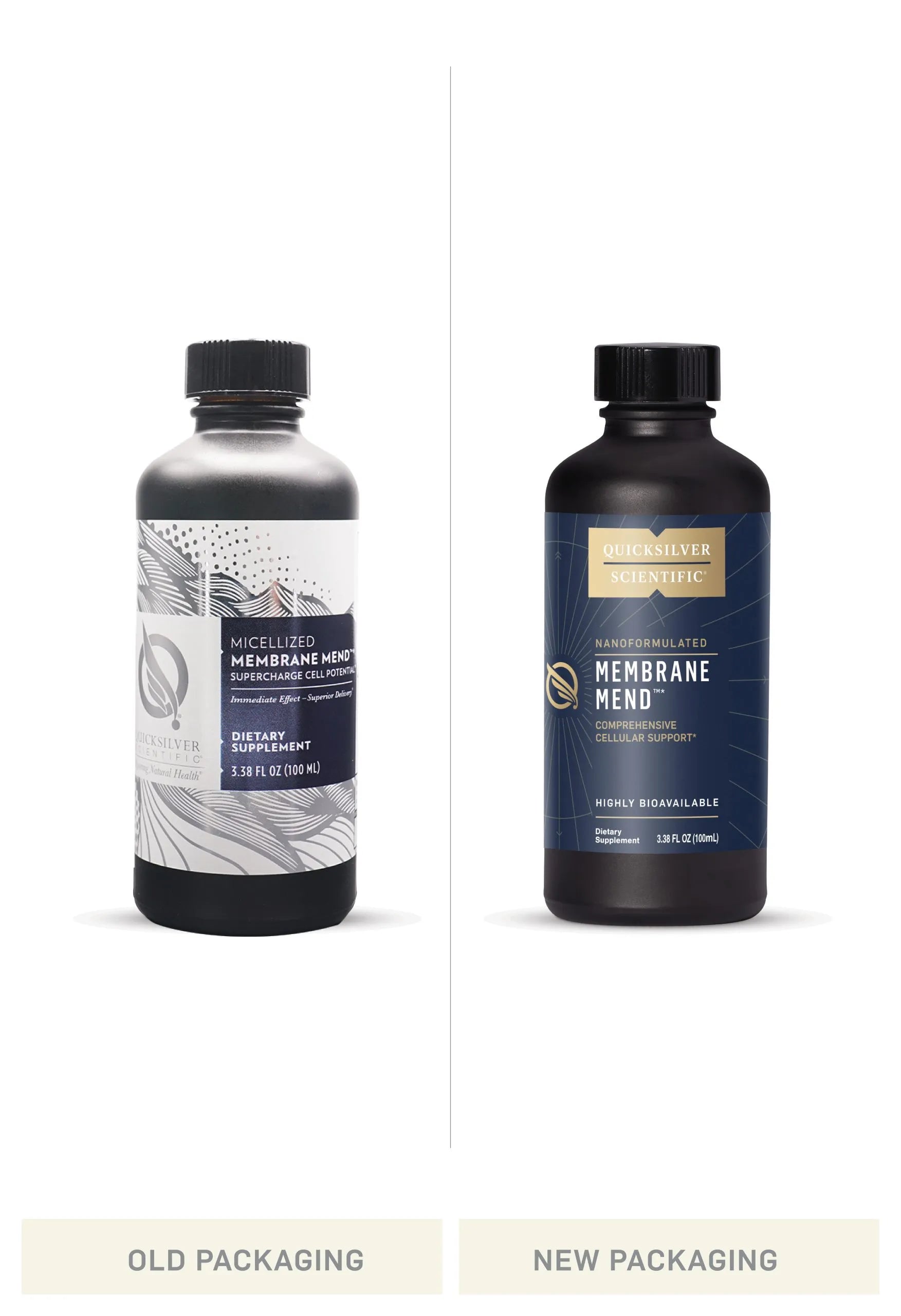 Membrane Mend by Quicksilver Scientific Old vs New Bottle Comparison