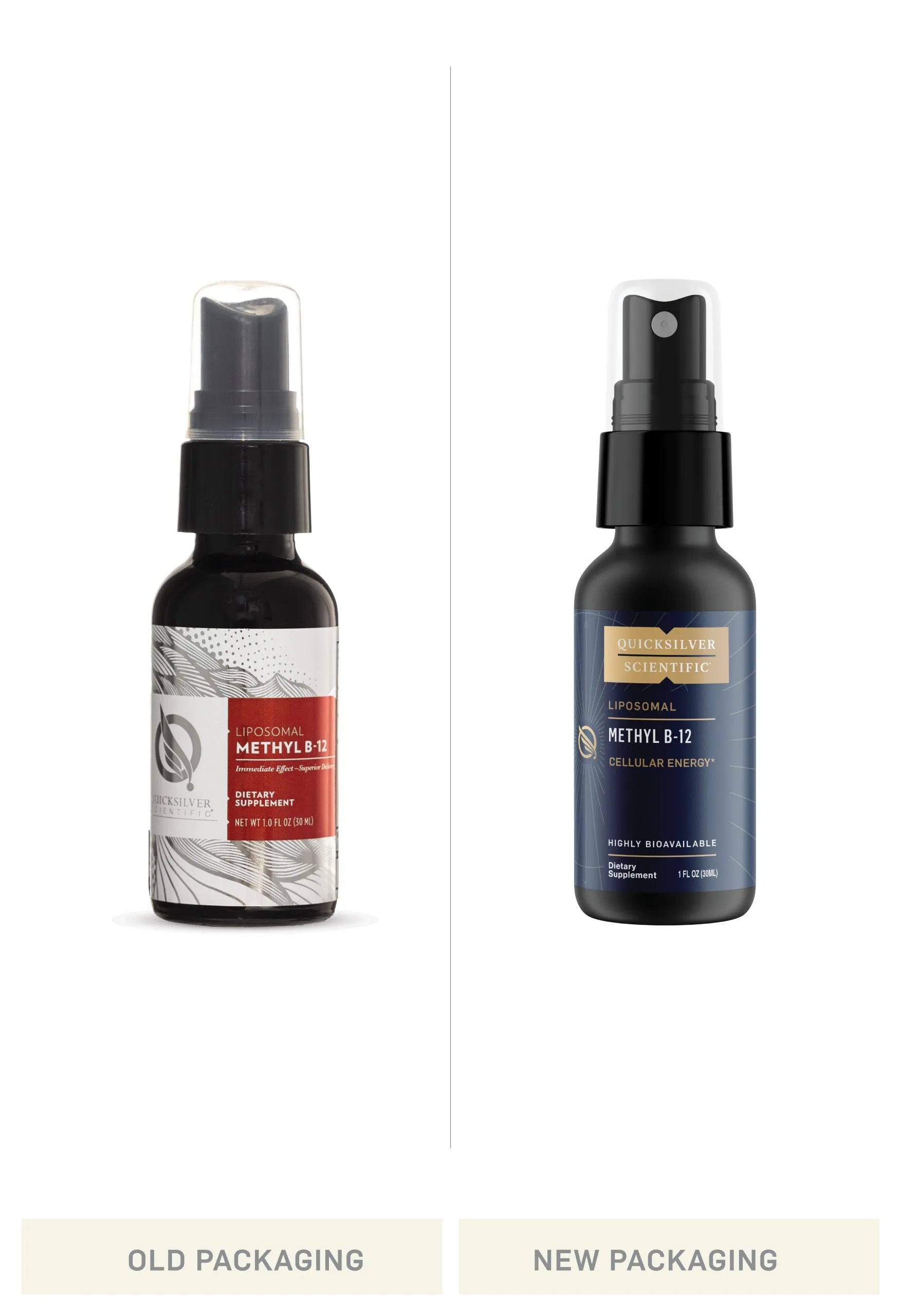 Methyl B-12 by Quicksilver Scientific Old vs New Bottle Comparison