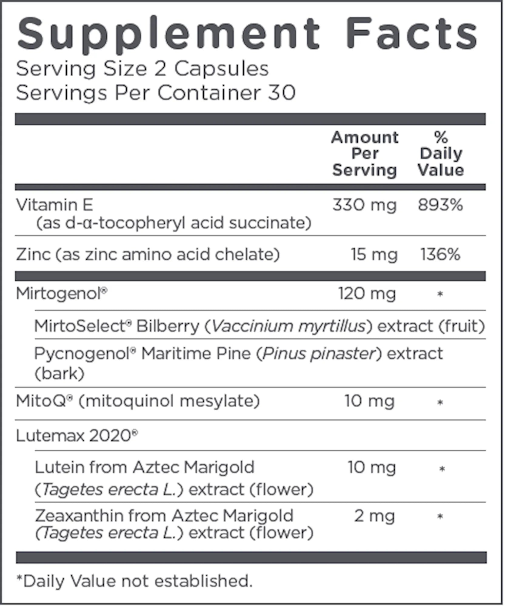 MitoQ Eye by MitoQ Supplement Facts