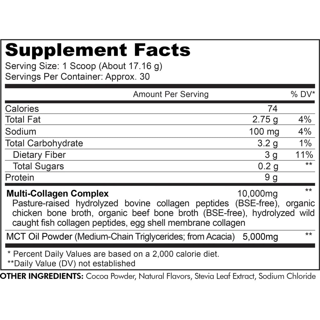 Multi Collagen Peptides Powder - Chocolate by Codeage Supplement Facts
