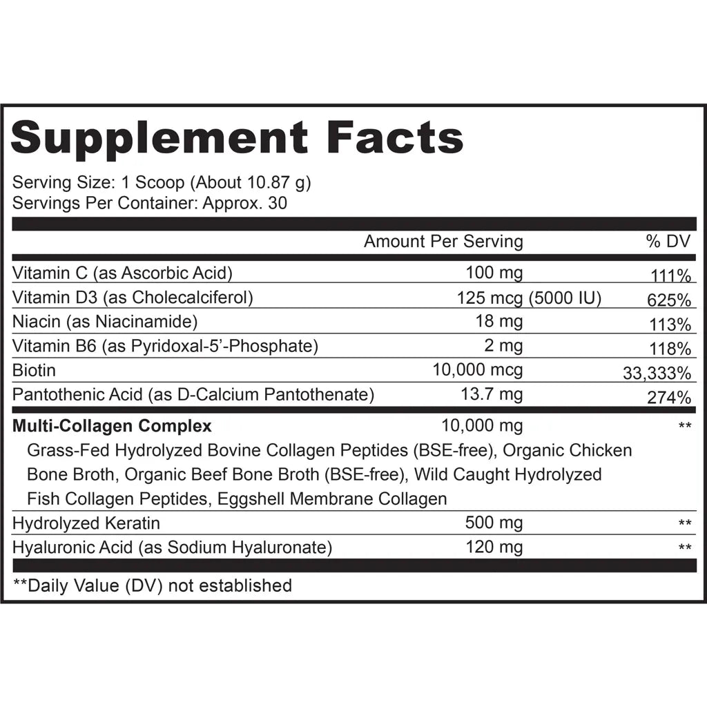 Multi Collagen Peptides Powder - Platinum by Codeage Supplement Facts