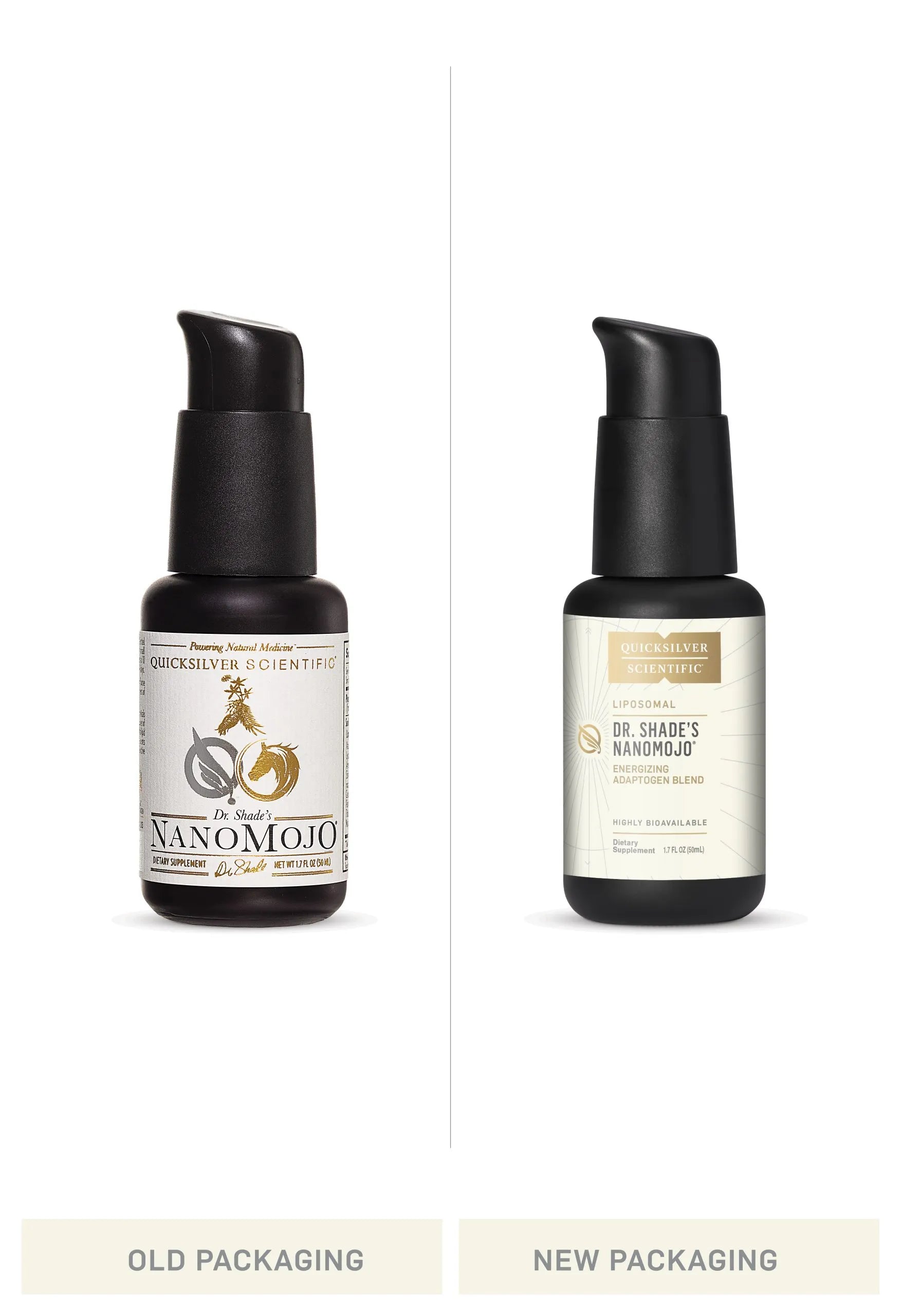 Dr. Shade's NanoMojo by Quicksilver Scientific Old vs New Bottle Comparison