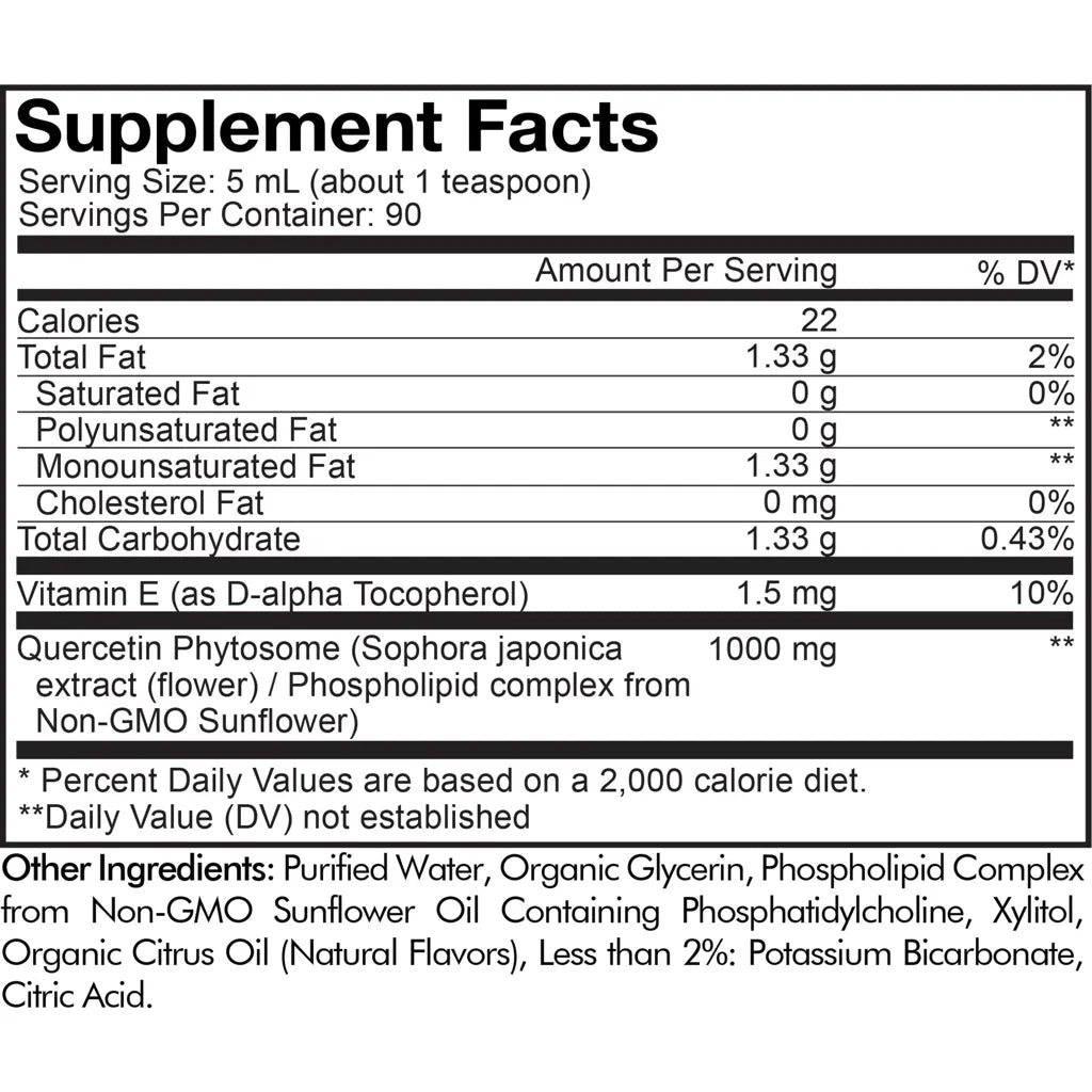 Nanofood Quercetin Phytosome by Codeage Supplement Facts