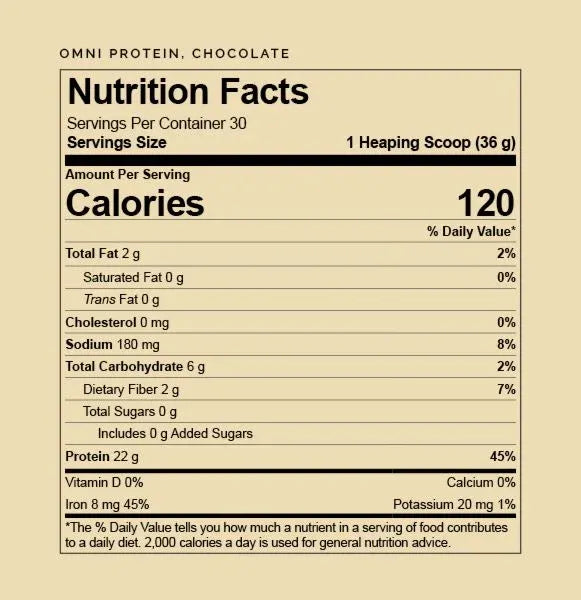 OMNI Protein Chocolate by Brain MD Supplement Facts