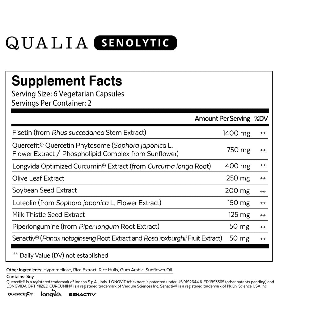 Qualia Senolytic by Qualia Life Supplement Facts