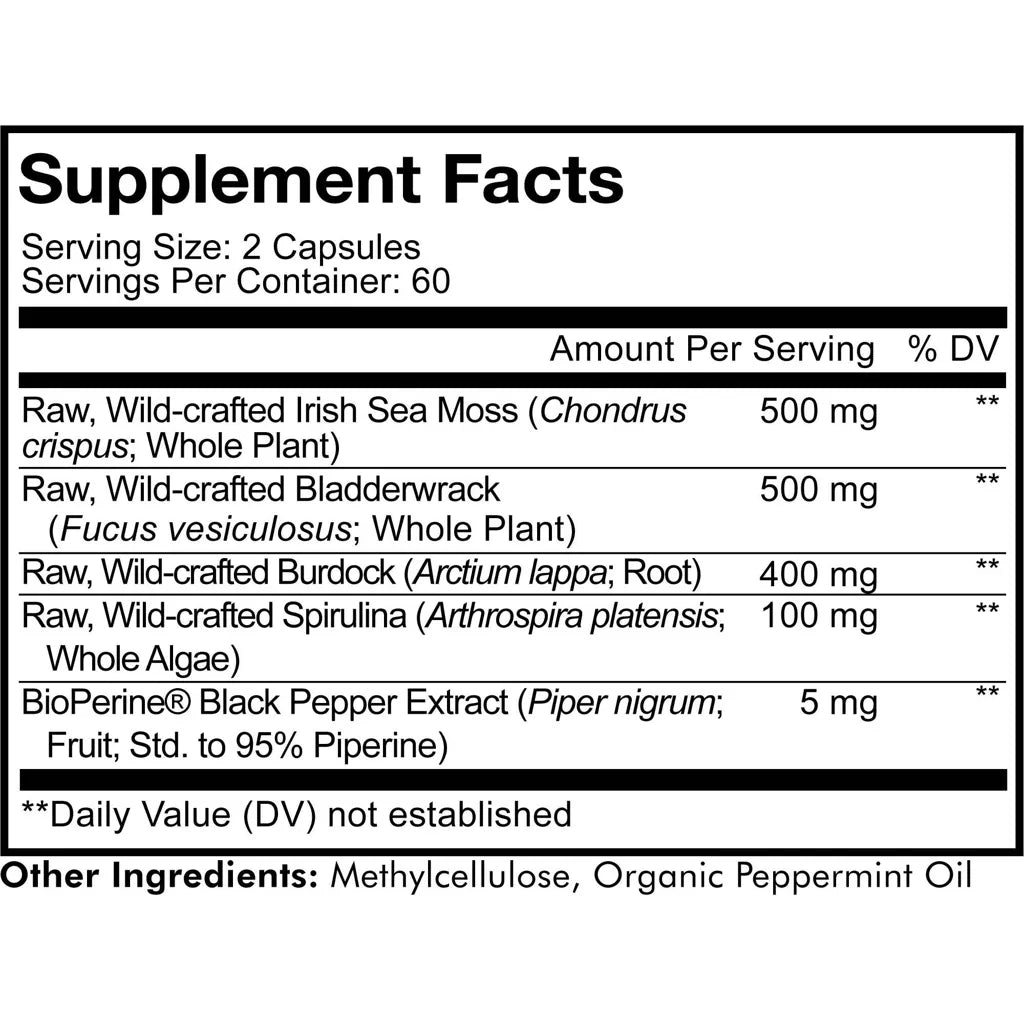 Sea Moss+ by Codeage Supplement Facts