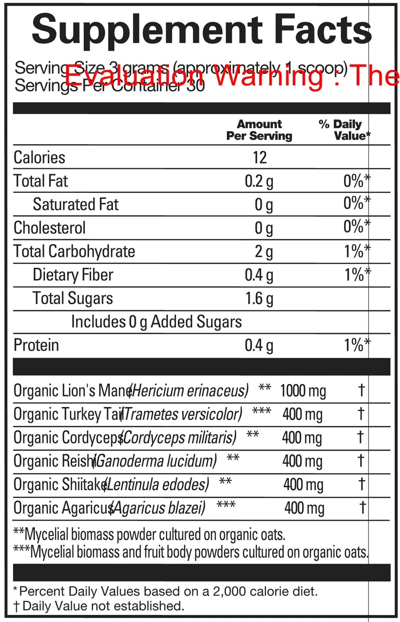 Smart Mushrooms by Brain MD Supplement Facts