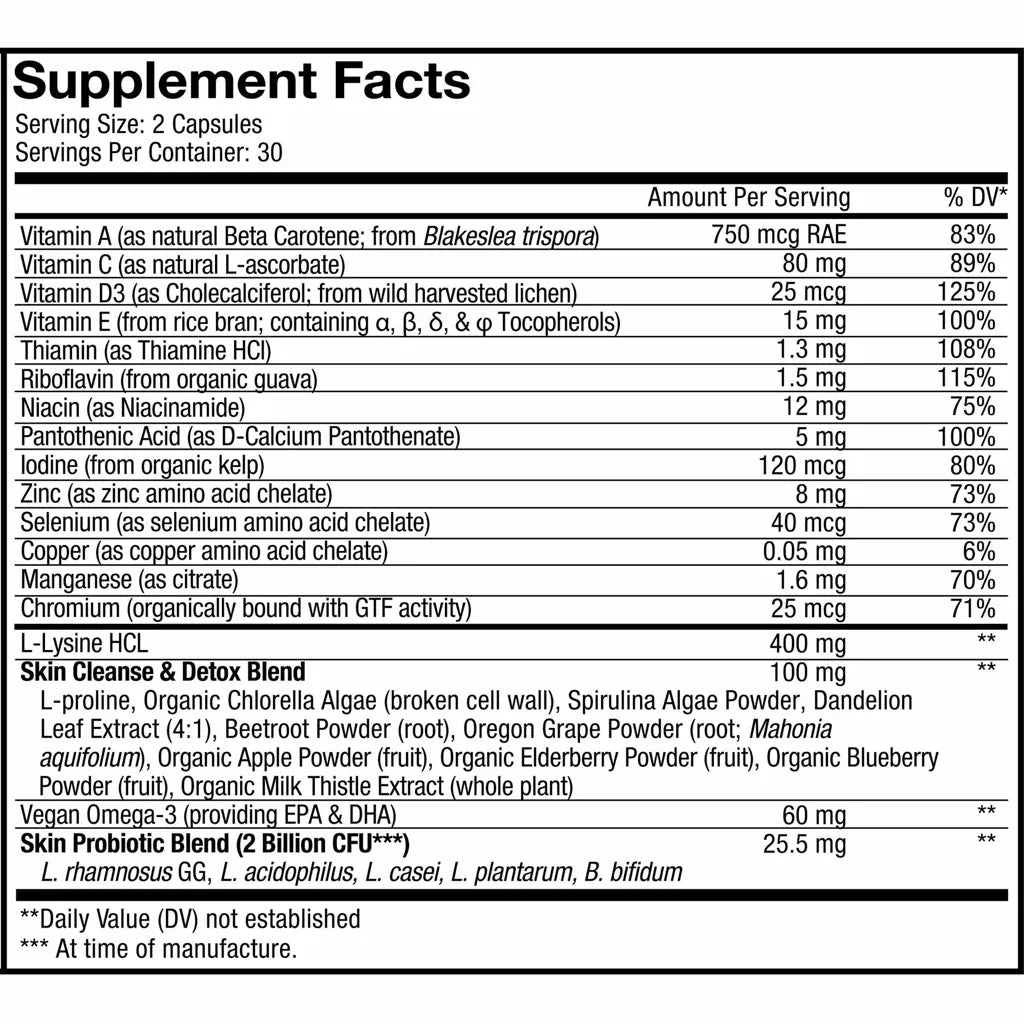 Teen Clearface by Codeage Supplement Facts