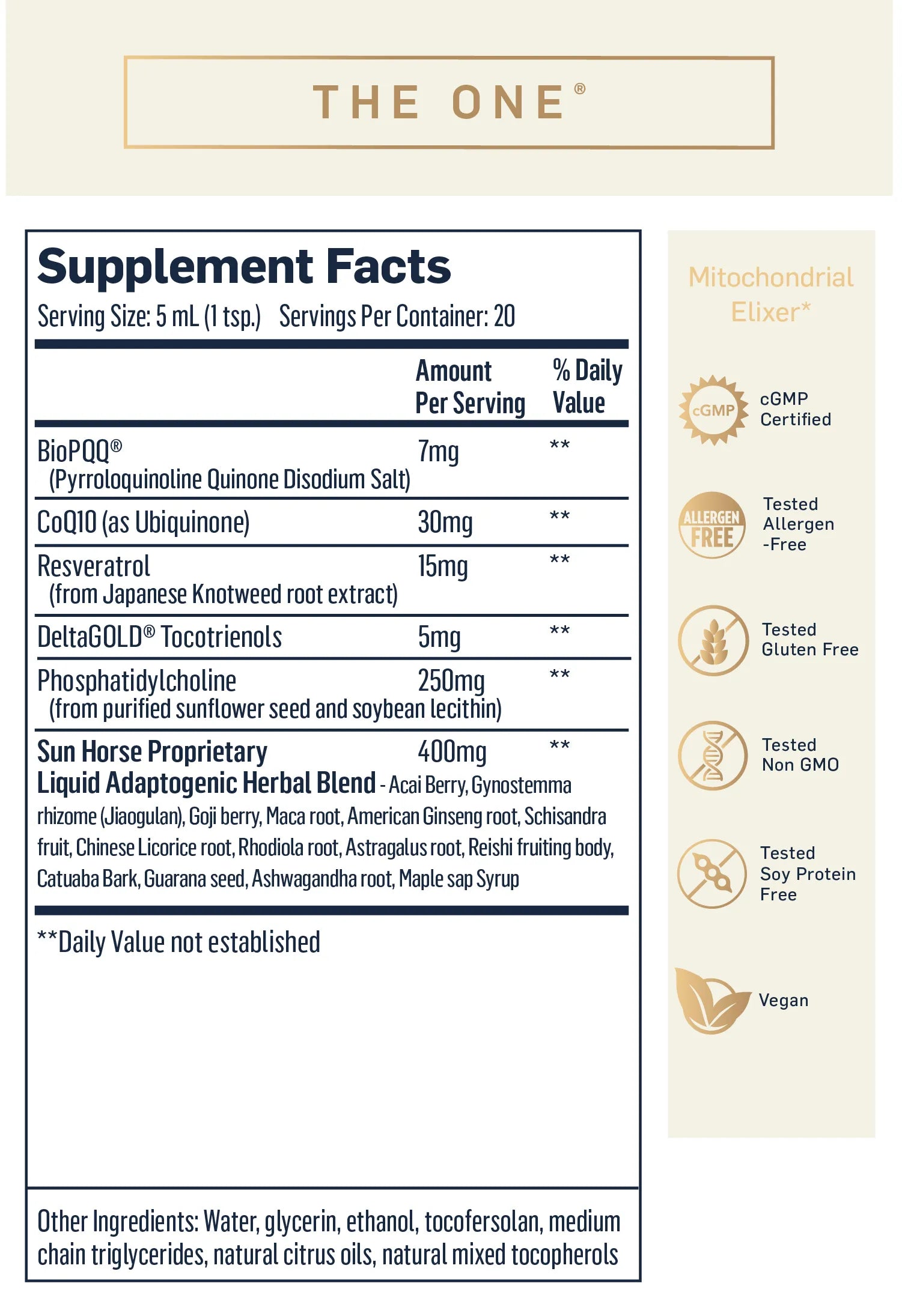 The One by Quicksilver Scientific Supplement Facts