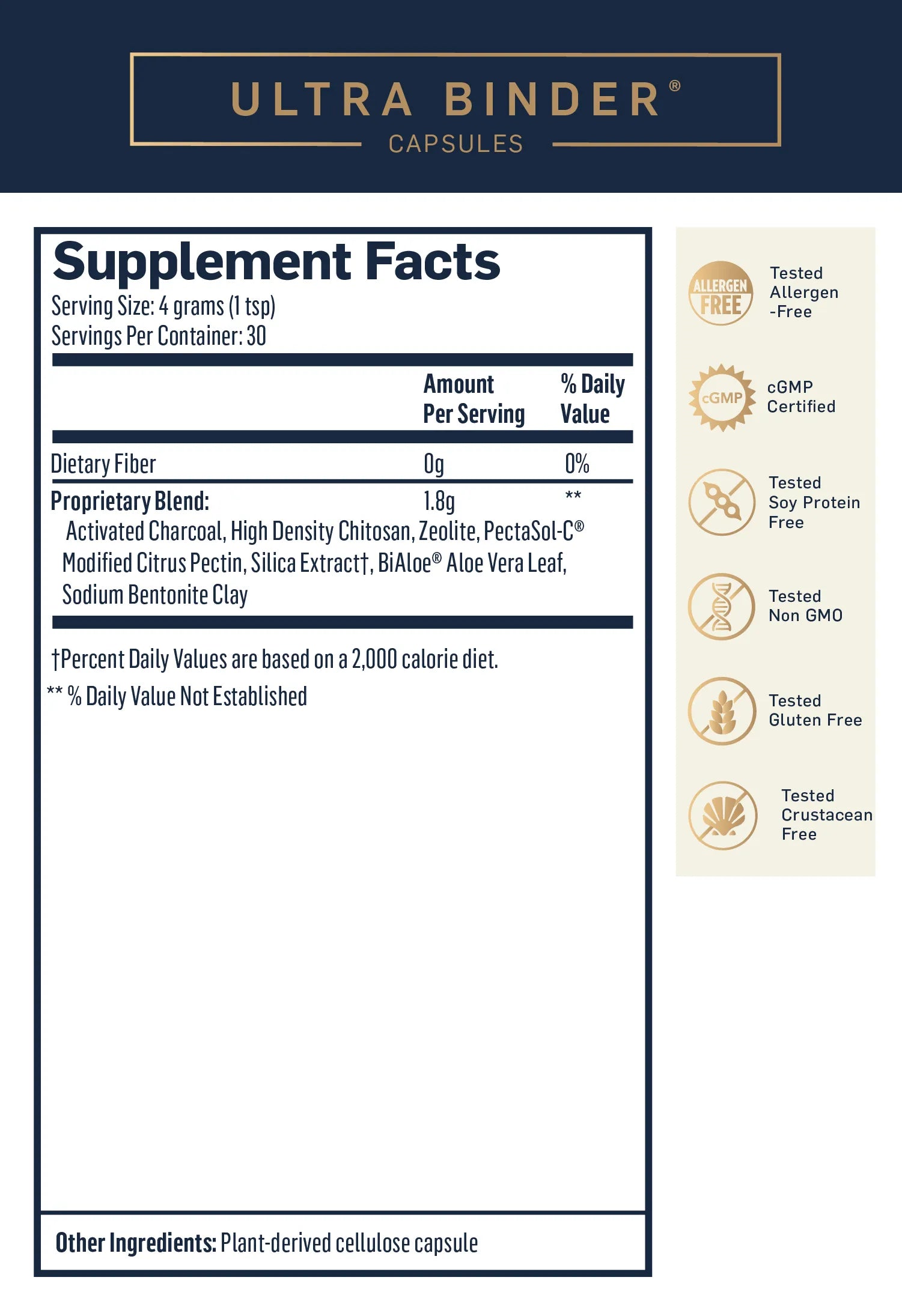 Ultra Binder Capsules by Quicksilver Scientific Supplement Facts