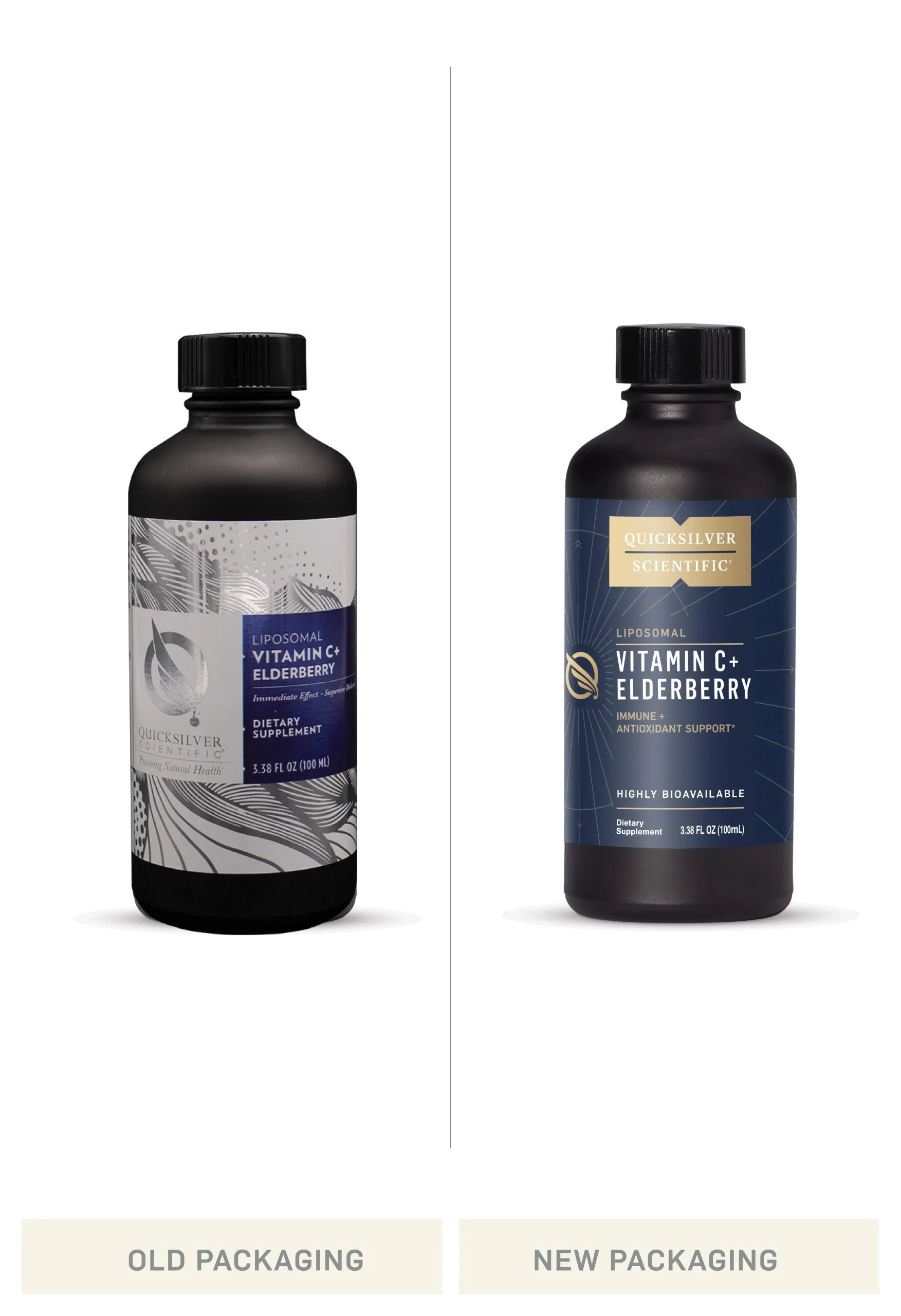 Vitamin C+ Elderberry by Quicksilver Scientific Old vs New Bottle Comparison