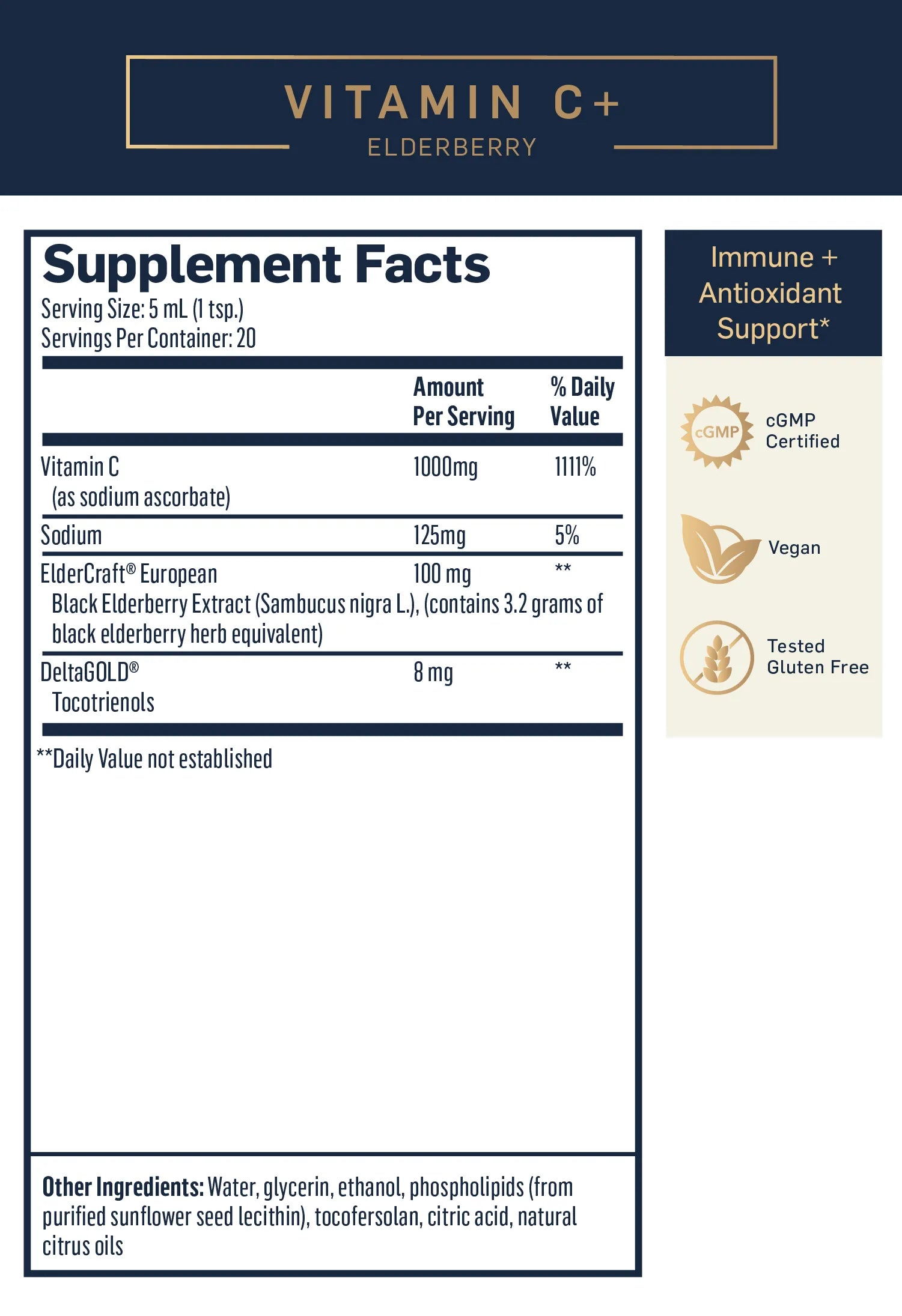 Vitamin C+ Elderberry by Quicksilver Scientific Supplement Facts
